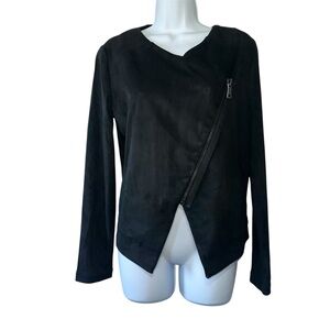 Express Women’s Black Asymmetrical Faux Suede Zip Up Jacket- Small